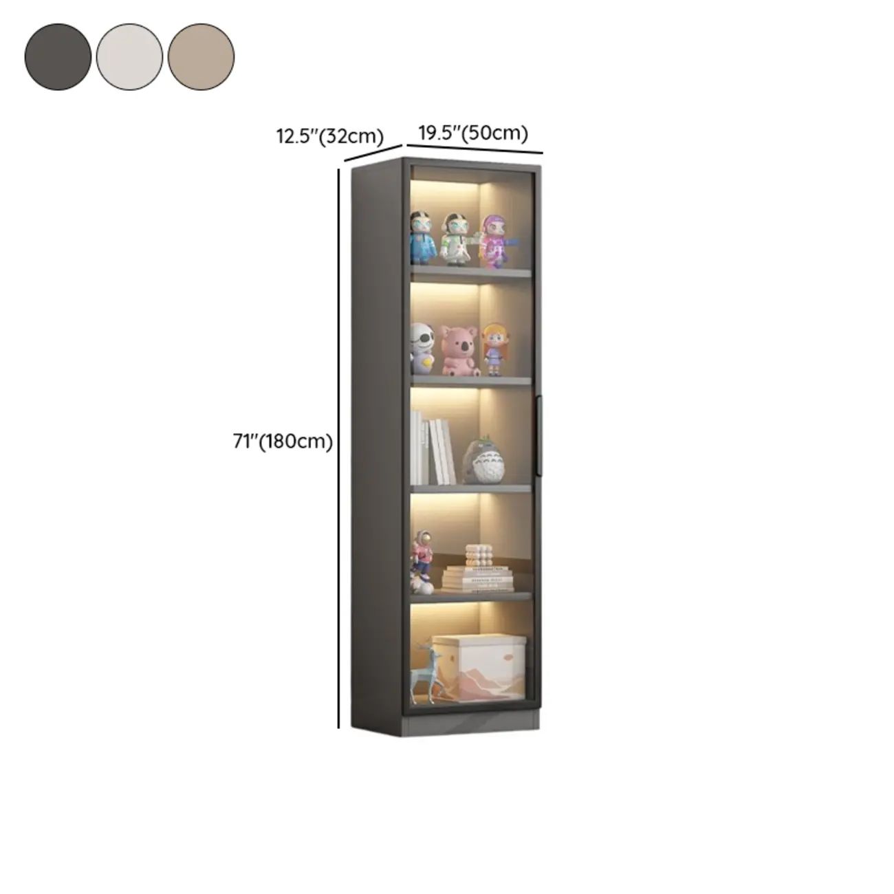 Simple Glass Wood Lighted Display Cabinet for Collections Image - 23 | homeyfad