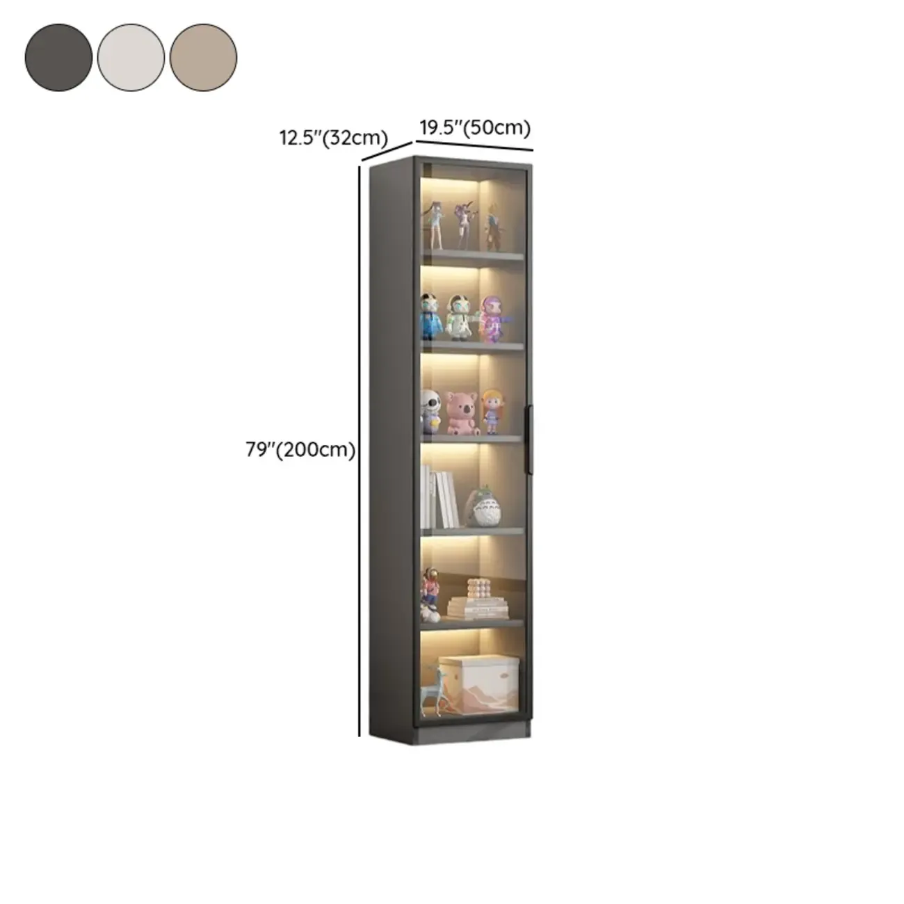 Simple Glass Wood Lighted Display Cabinet for Collections Image - 24