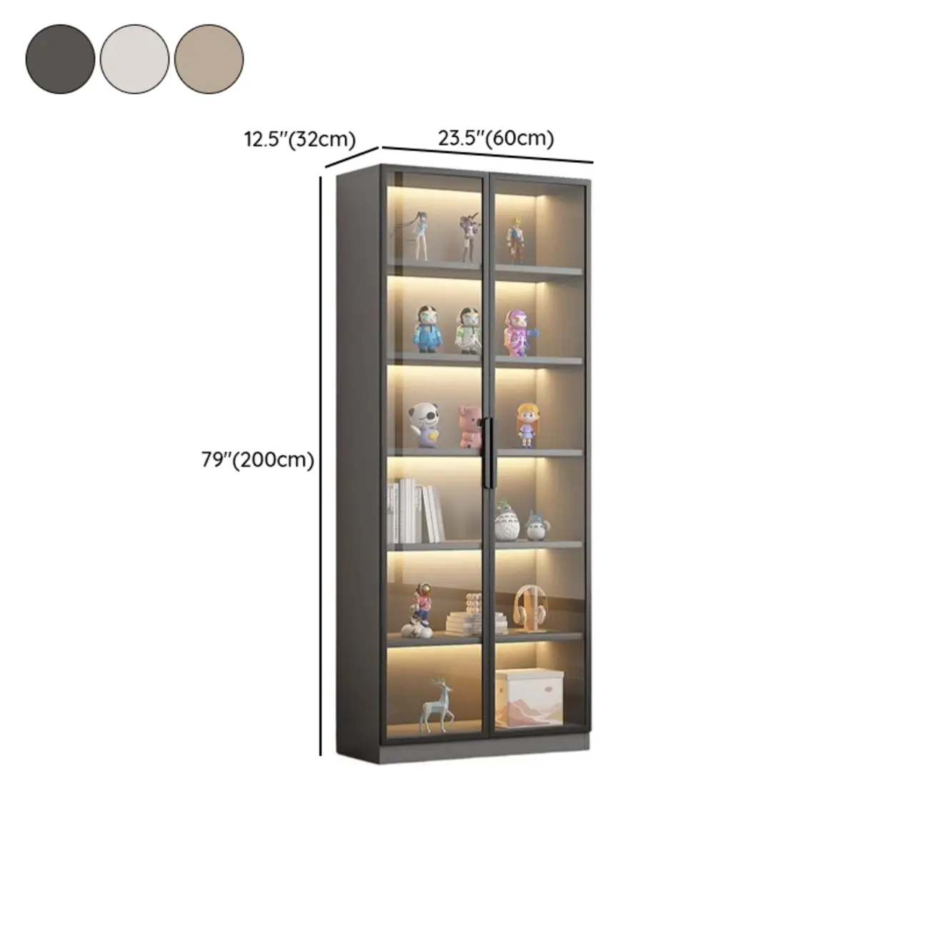 Simple Glass Wood Lighted Display Cabinet for Collections Image - 25 | homeyfad