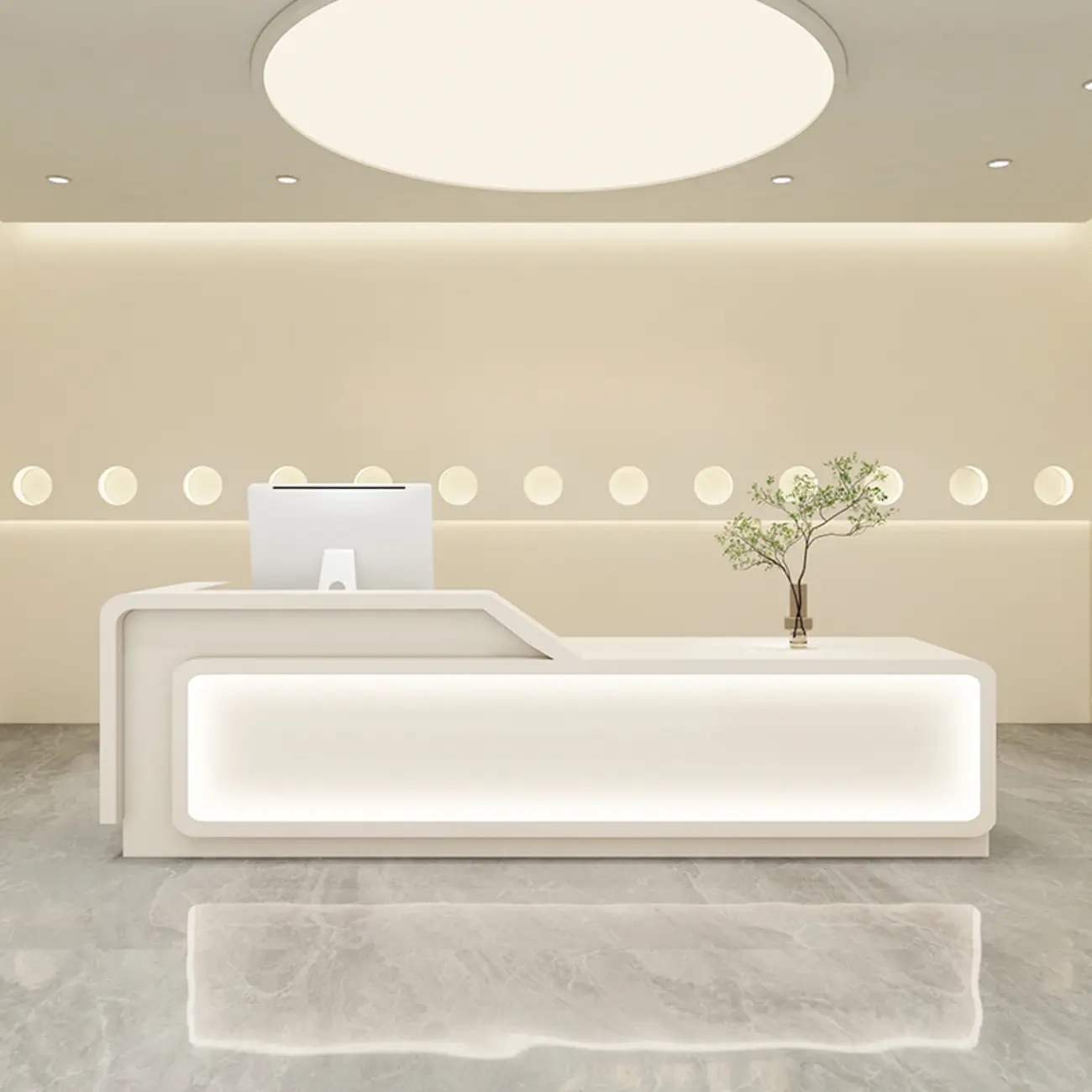 Modern Rectangle Reception Front Desk with Lockable Drawers Image - 2 | homeyfad