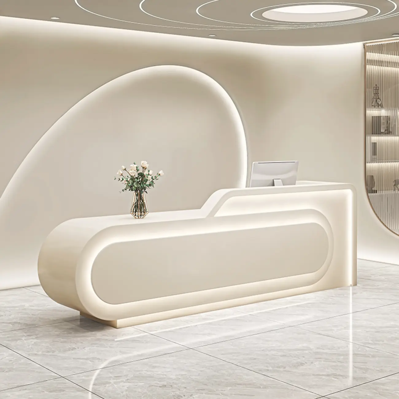 Contemporary Oval Executive Front Desk with Versatile Storage Image - 1 | homeyfad