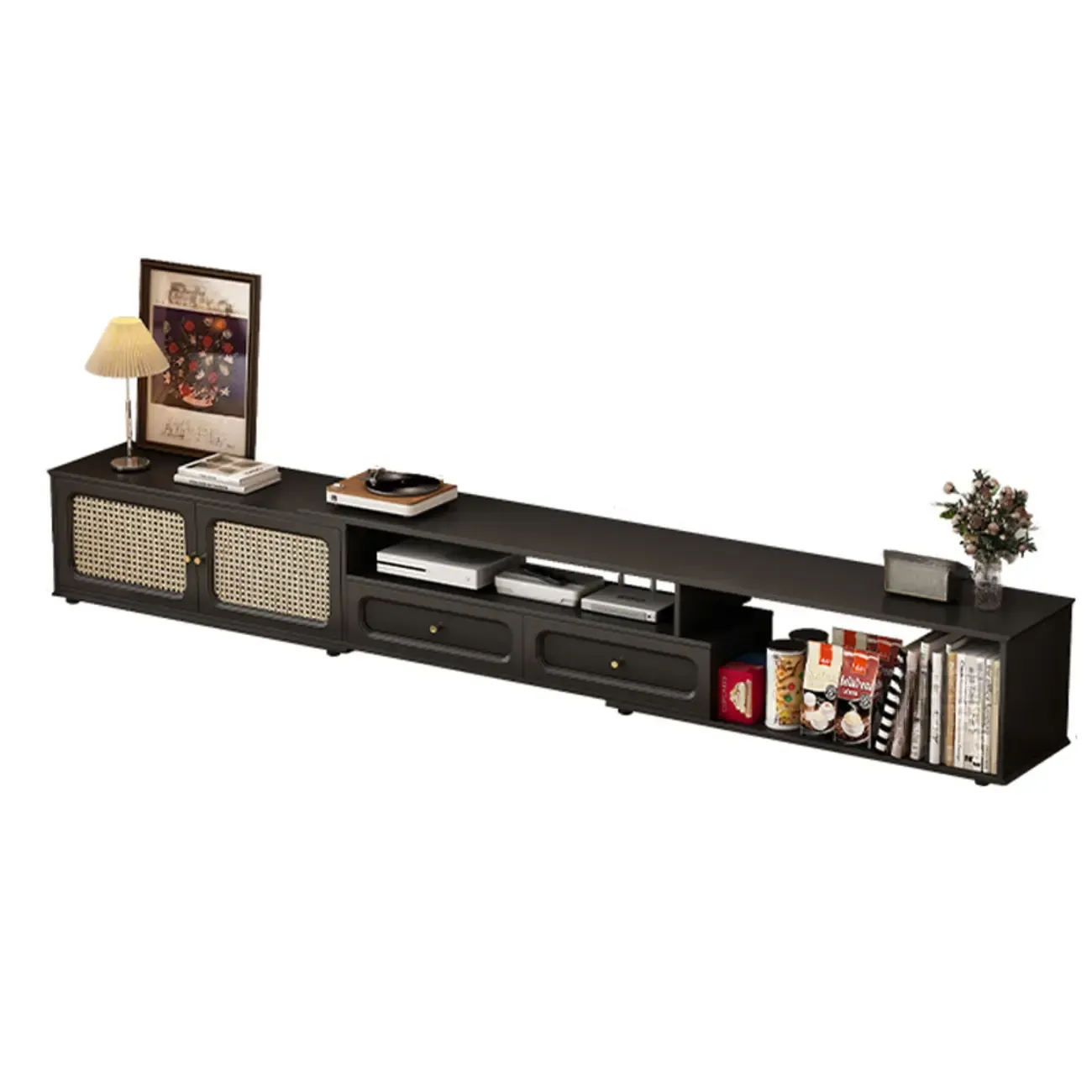 Ink Wood Mid-Century Modern TV Stand with Storage Image - 11