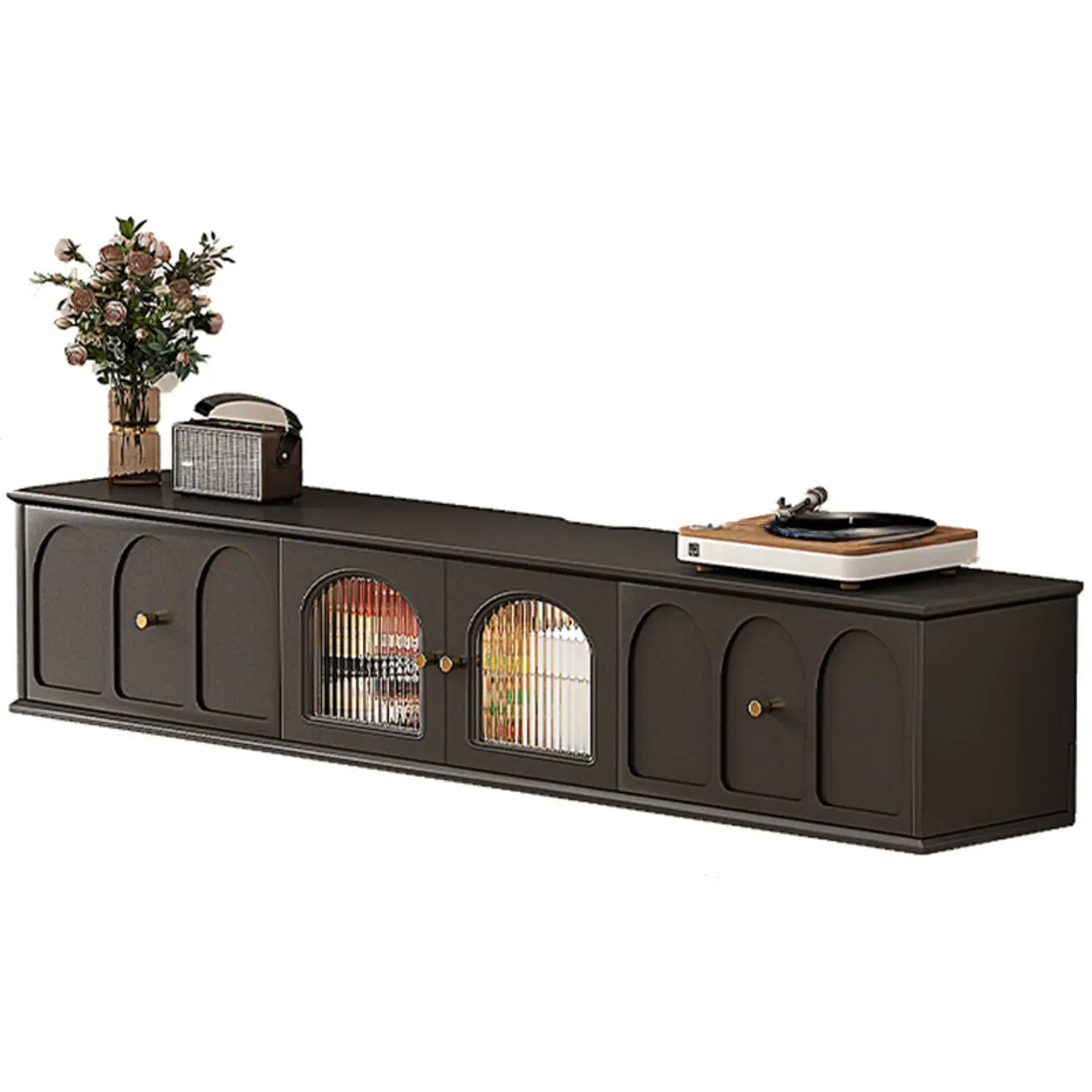 Ink Wood Mid-Century Modern TV Stand with Storage Image - 12 | homeyfad