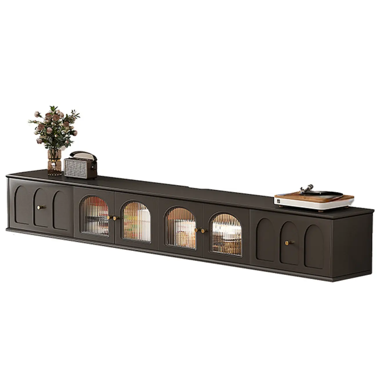 Ink Wood Mid-Century Modern TV Stand with Storage Image - 14 | homeyfad