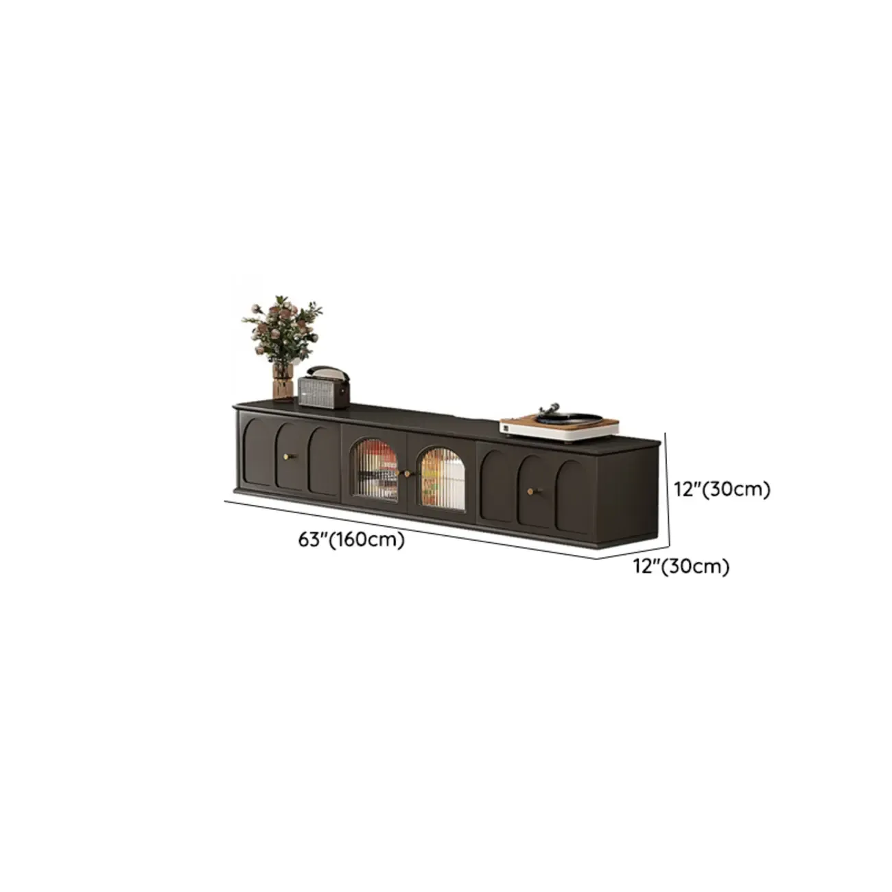 Ink Wood Mid-Century Modern TV Stand with Storage #size