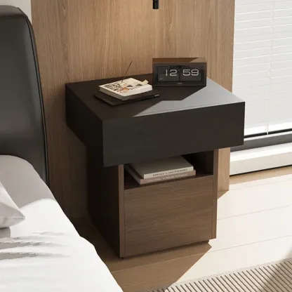 Minimalist 2-drawer Bedside Table With Open Storage Image - 1
