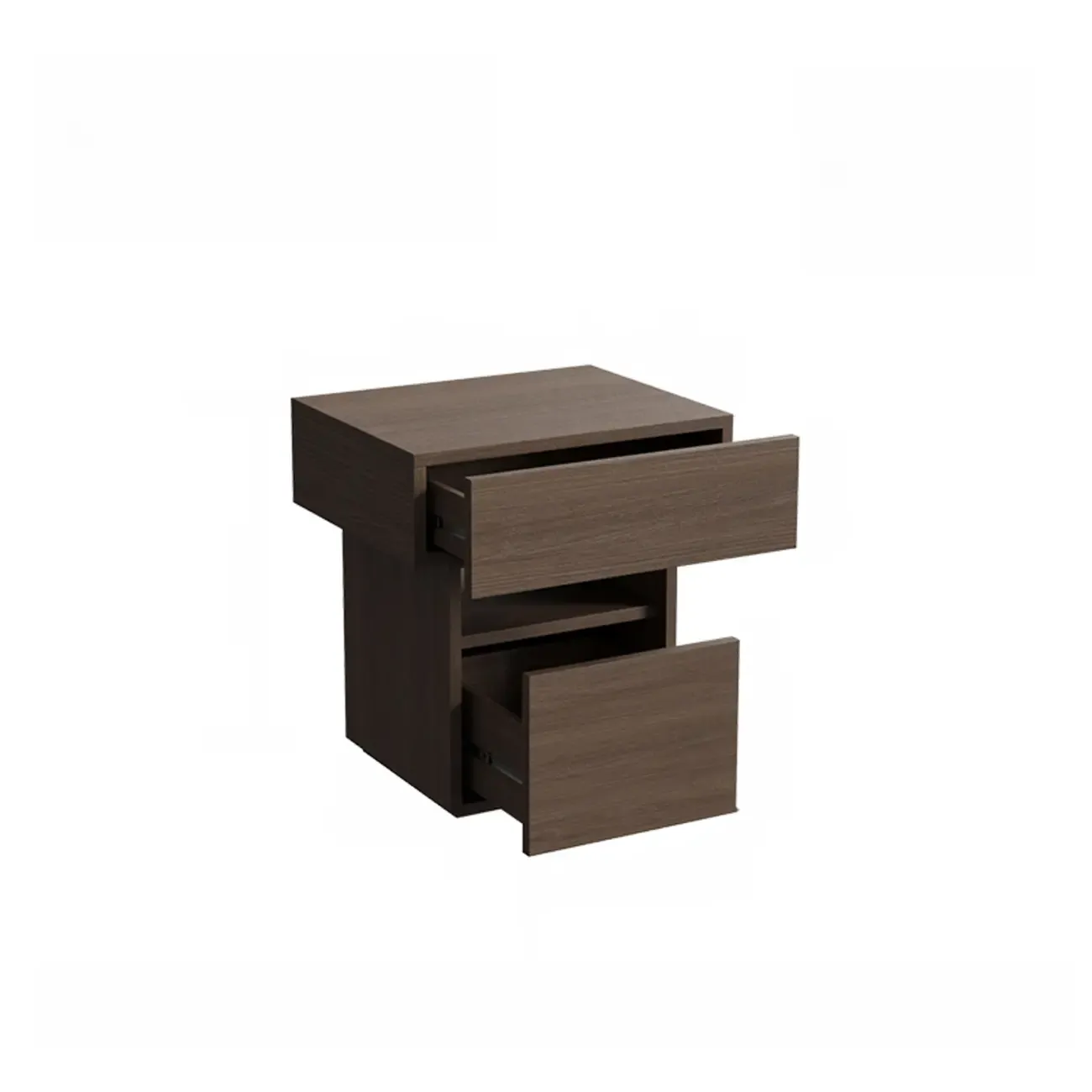 Minimalist 2-drawer Bedside Table With Open Storage Image - 7