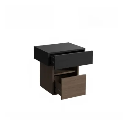 Minimalist 2-drawer Bedside Table With Open Storage Image - 9