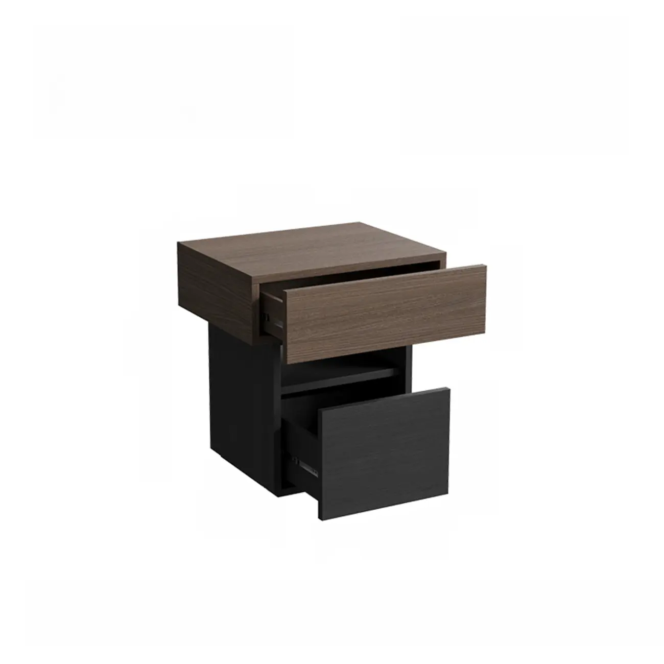 Minimalist 2-drawer Bedside Table With Open Storage Image - 10 | homeyfad
