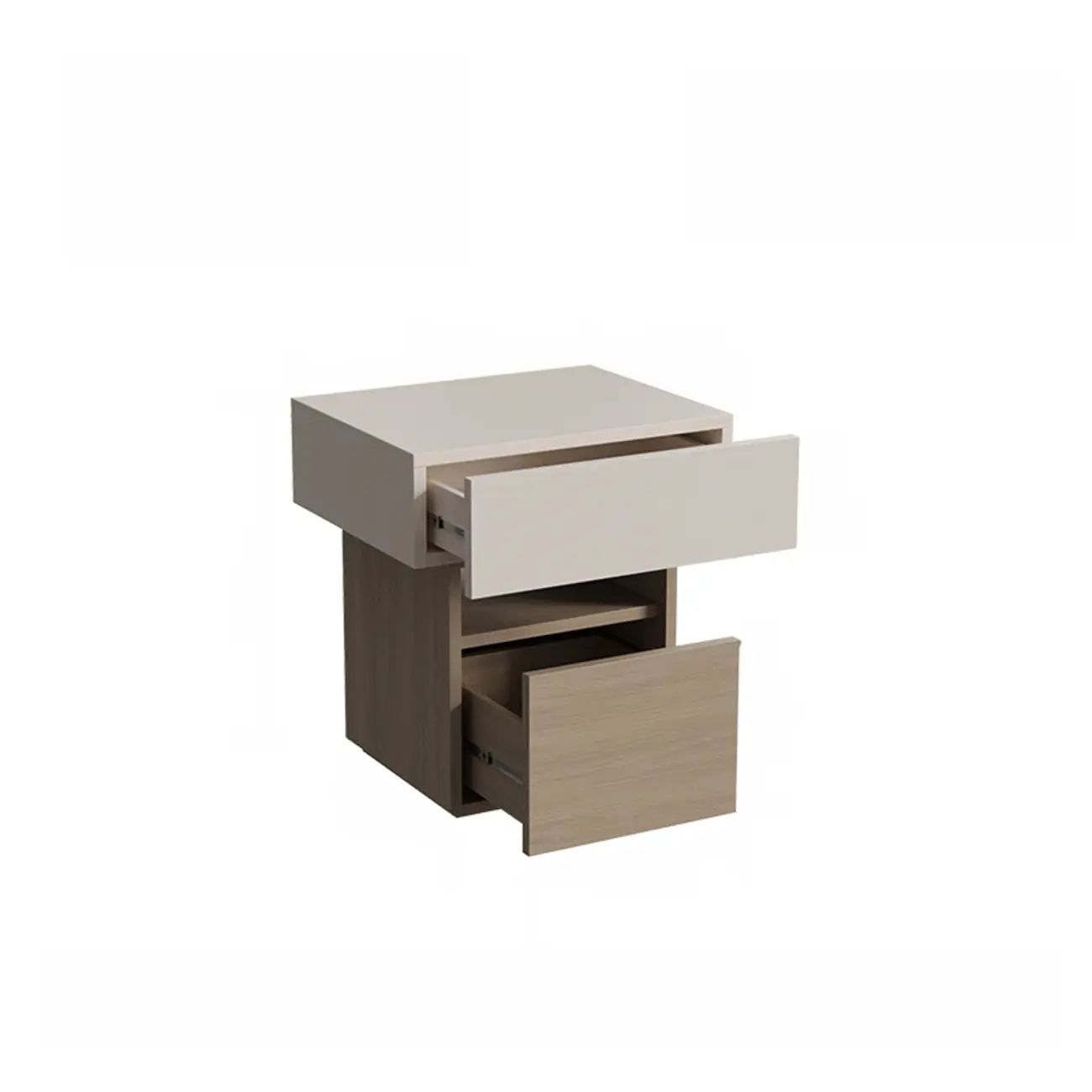Minimalist 2-drawer Bedside Table With Open Storage Image - 12 | homeyfad