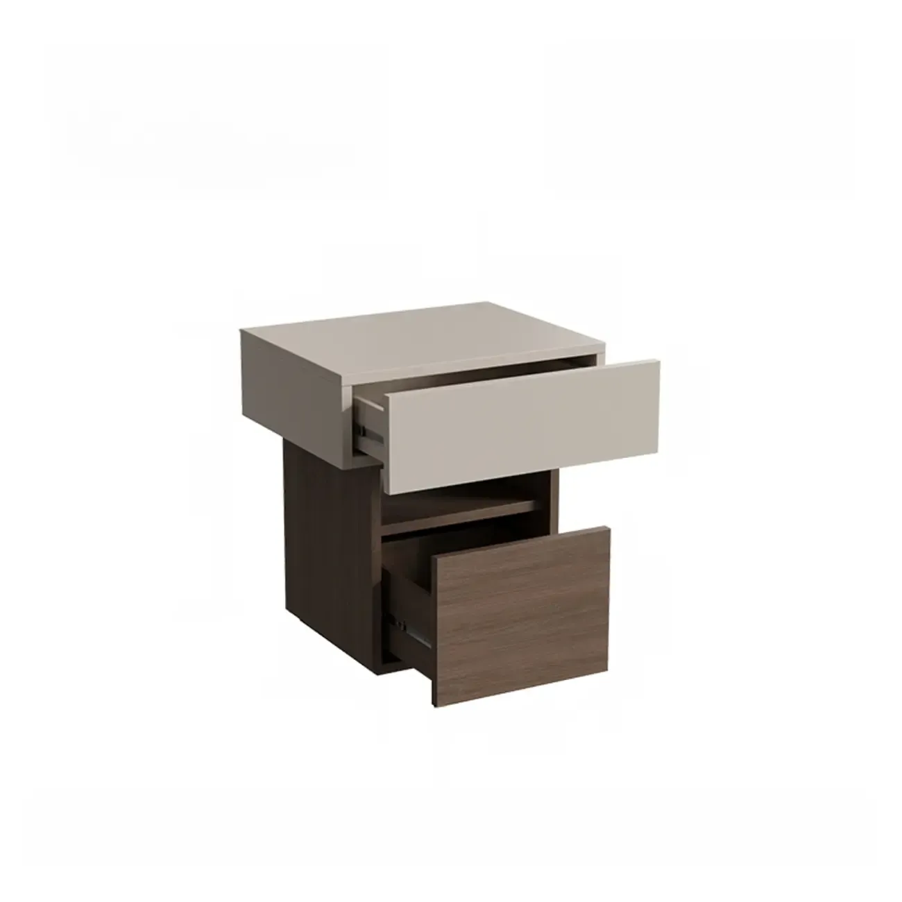 Minimalist 2-drawer Bedside Table With Open Storage Image - 13