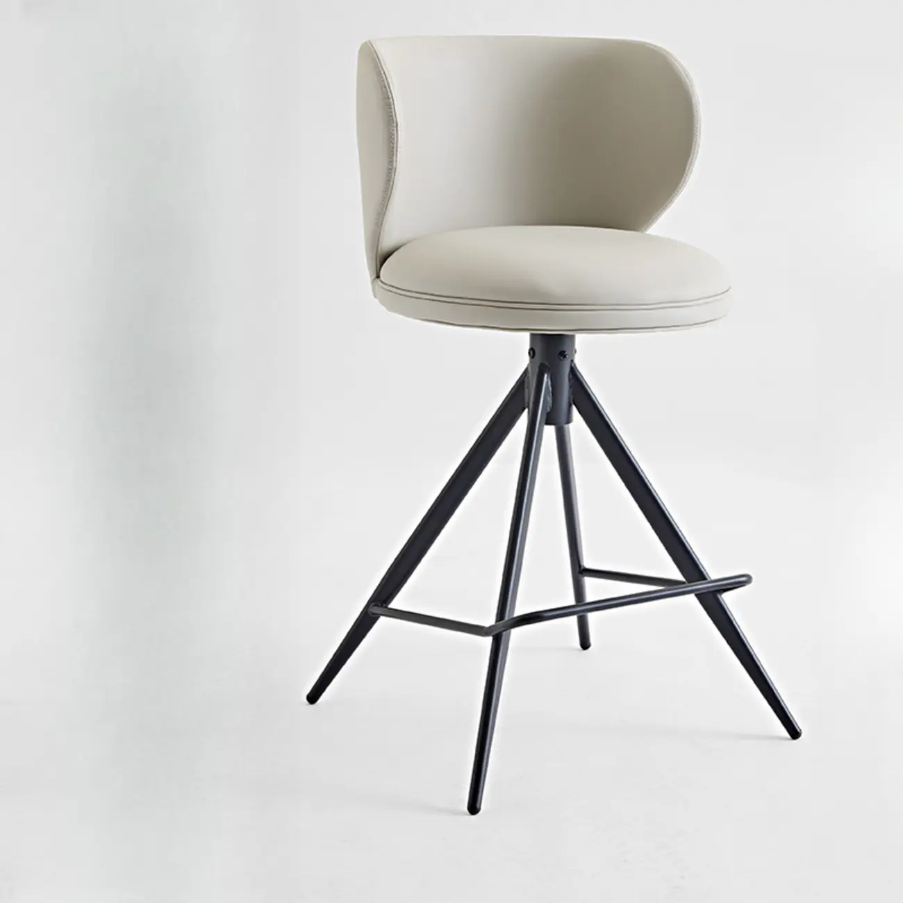 Modern Round Leather Swivel Counter Stools for Kitchen Island Image - 13 | homeyfad