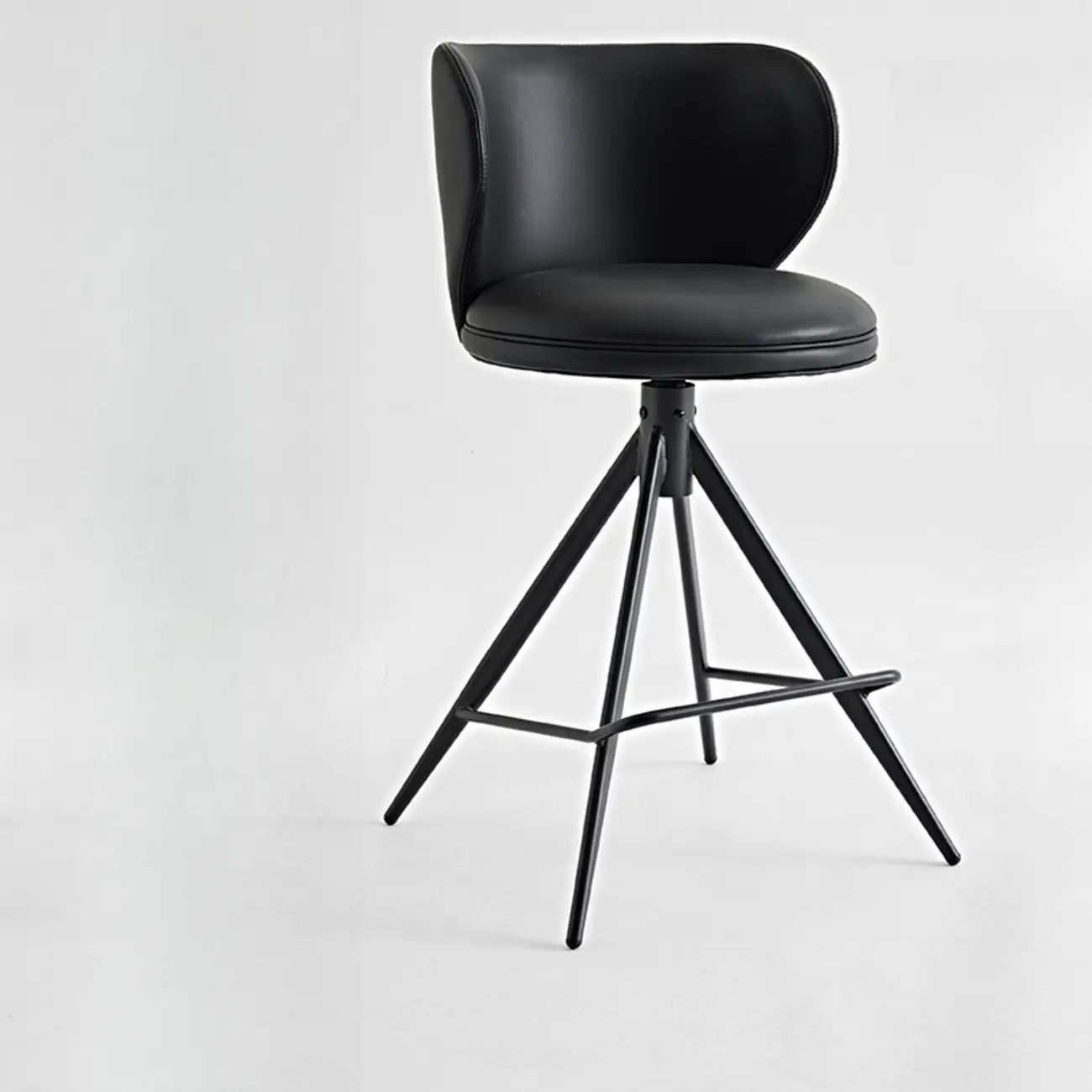 Modern Round Leather Swivel Counter Stools for Kitchen Island Image - 14 | homeyfad