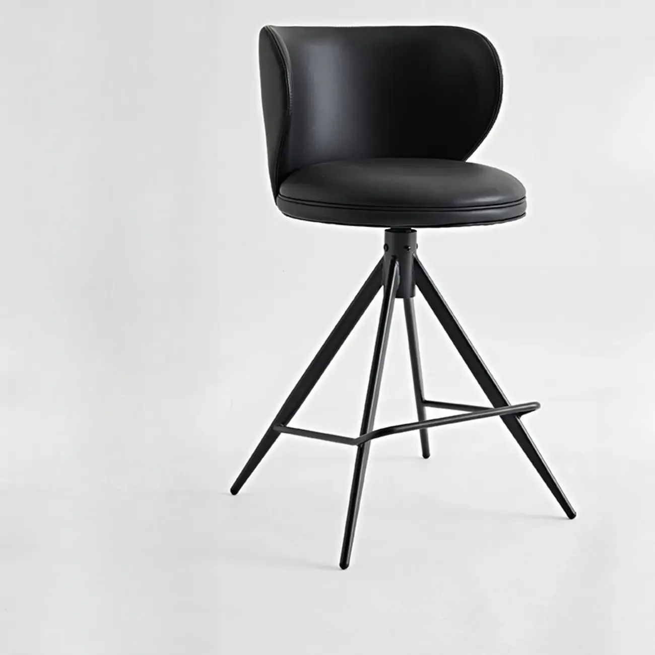 Modern Round Leather Swivel Counter Stools for Kitchen Island Image - 14