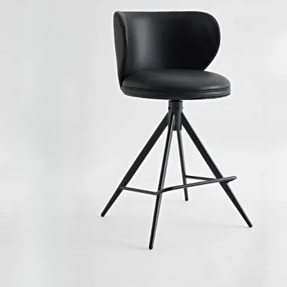 Modern Round Leather Swivel Counter Stools for Kitchen Island Image - 14