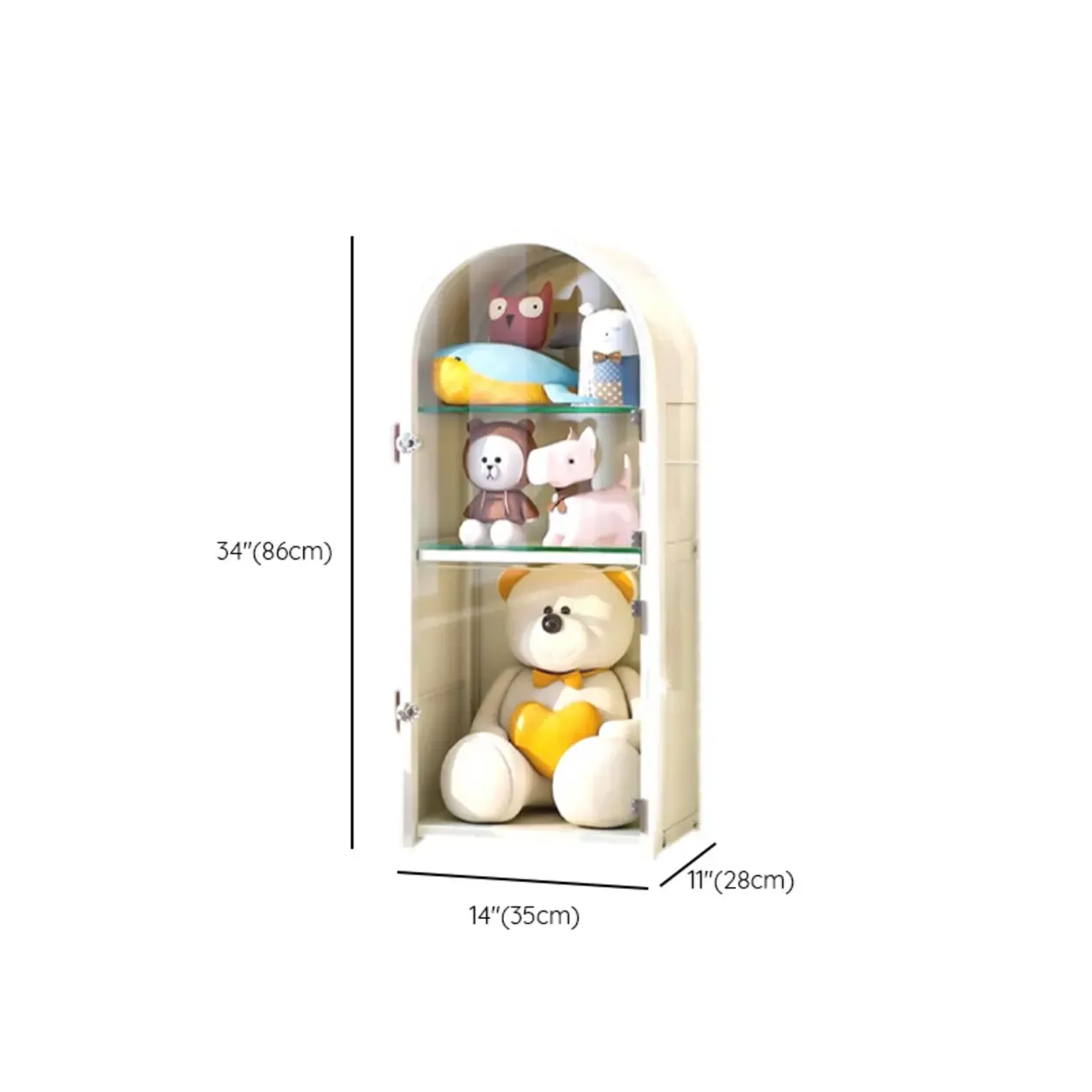 Narrow Adjustable White Metal Glass Corner Display Cabinet Image - 11