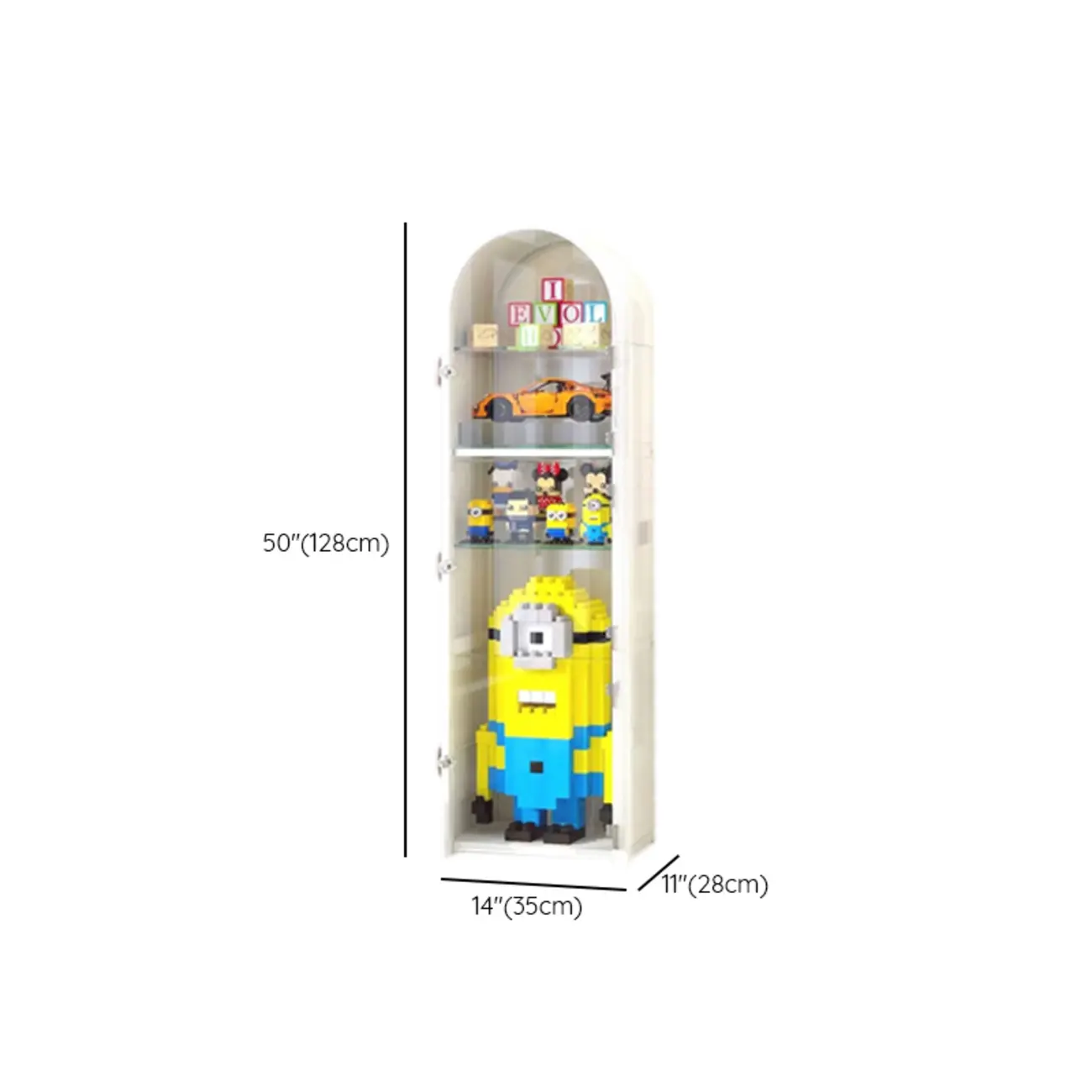 Narrow Adjustable White Metal Glass Corner Display Cabinet Image - 12 | homeyfad