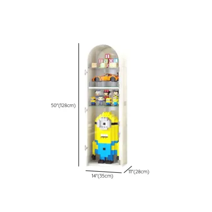 Narrow Adjustable White Metal Glass Corner Display Cabinet Image - 12