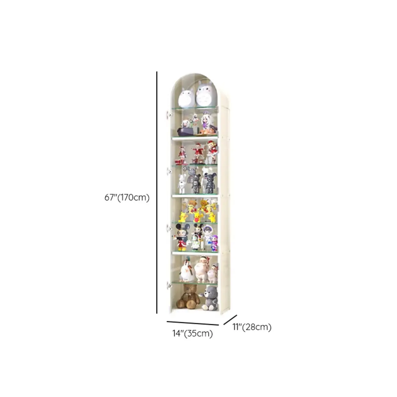 Narrow Adjustable White Metal Glass Corner Display Cabinet Image - 13