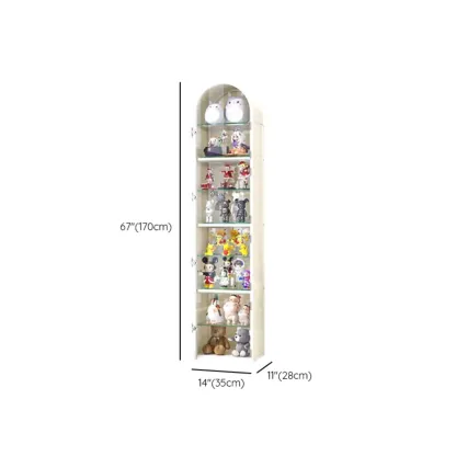 Narrow Adjustable White Metal Glass Corner Display Cabinet Image - 13