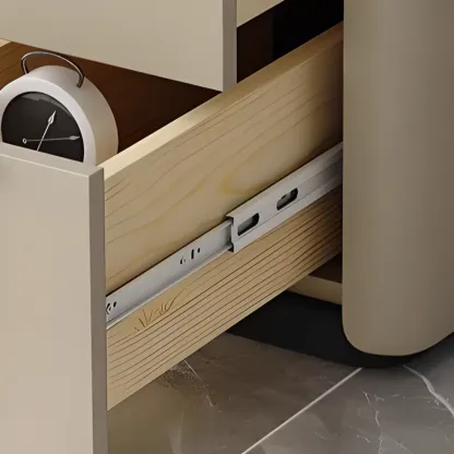 Compact Khaki Stone Top 2-Drawer Wood Block Side Table Image - 11