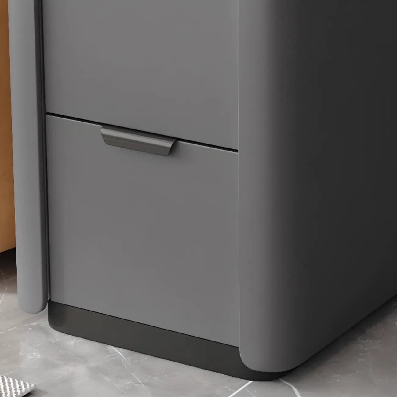 Compact Khaki Stone Top 2-Drawer Wood Block Side Table Image - 13 | homeyfad