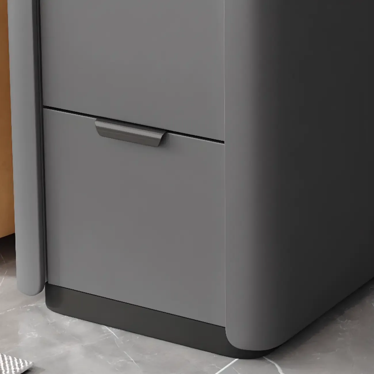 Compact Khaki Stone Top 2-Drawer Wood Block Side Table Image - 13