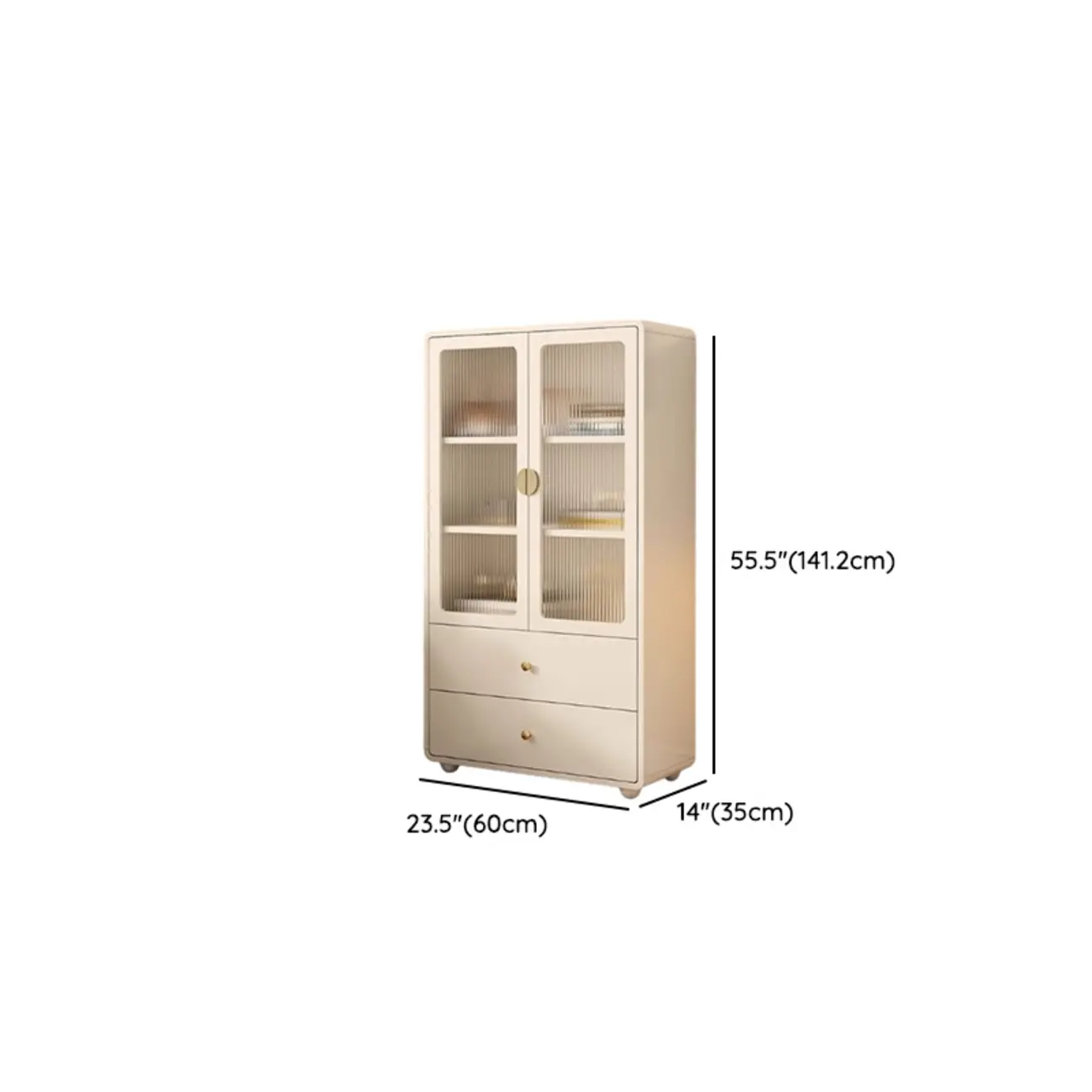 Spacious 2 Drawers White Glass Door Wood Bookshelves Image - 13 | homeyfad