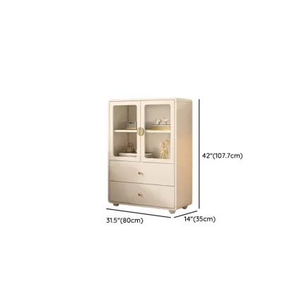 Spacious 2 Drawers White Glass Door Wood Bookshelves Image - 18