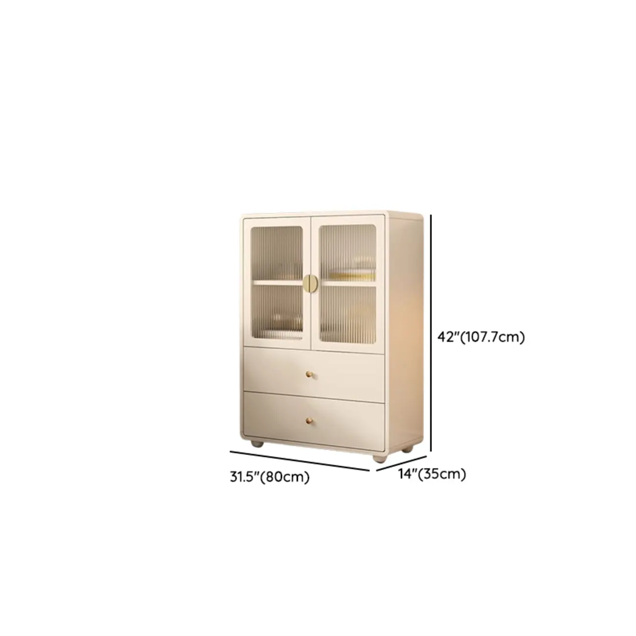 Spacious 2 Drawers White Glass Door Wood Bookshelves Image - 19 | homeyfad