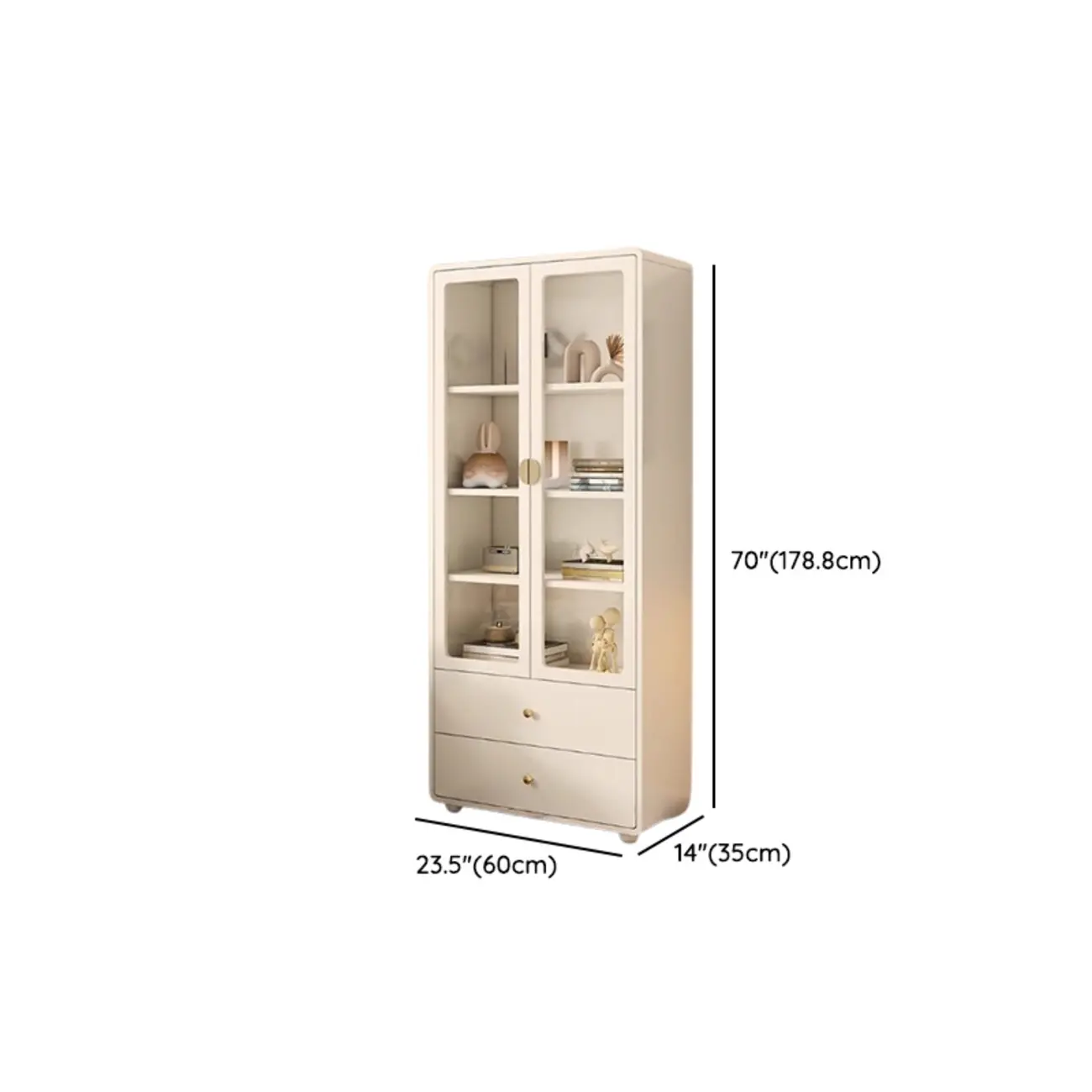 Spacious 2 Drawers White Glass Door Wood Bookshelves Image - 20 | homeyfad