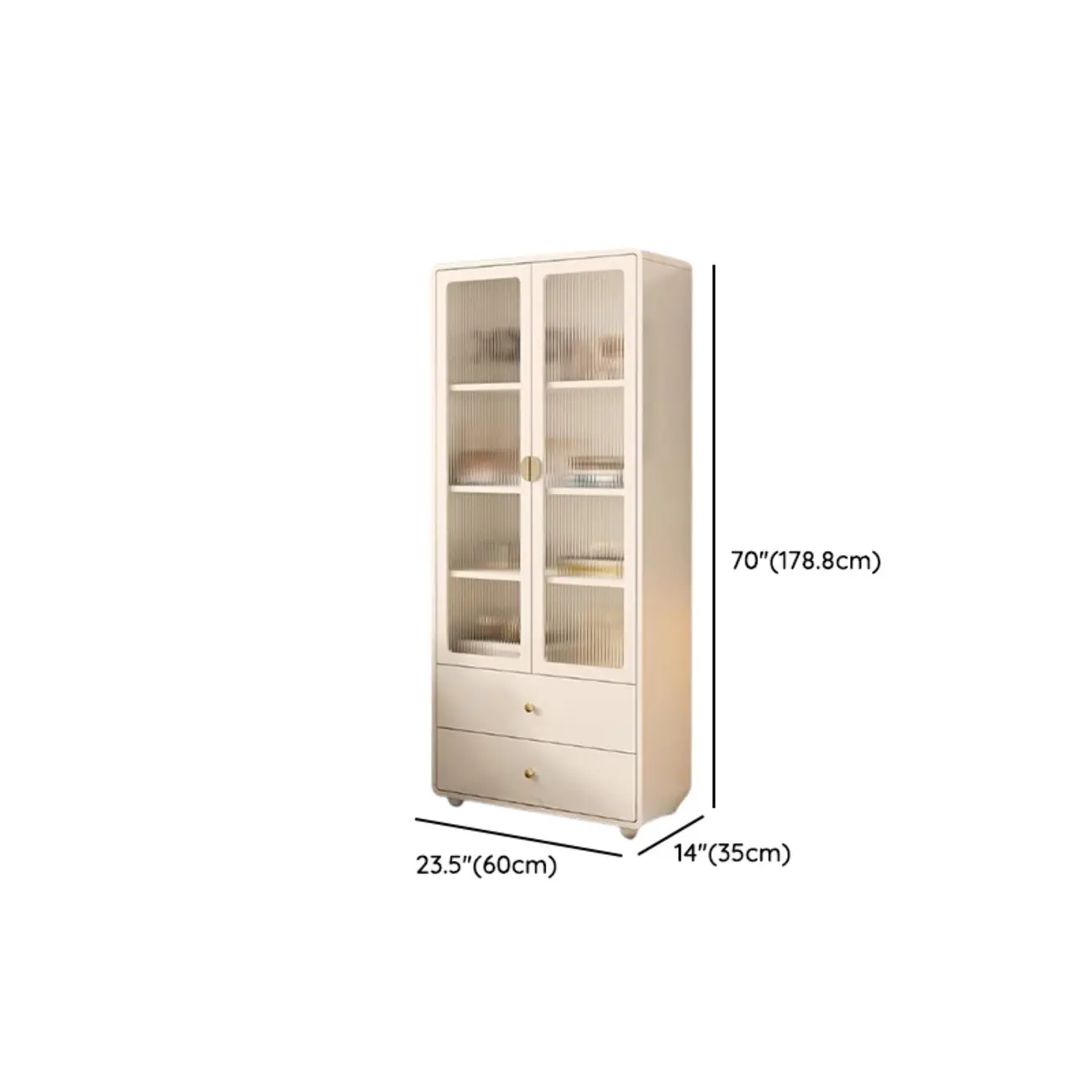 Spacious 2 Drawers White Glass Door Wood Bookshelves Image - 21 | homeyfad