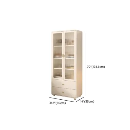 Spacious 2 Drawers White Glass Door Wood Bookshelves Image - 23