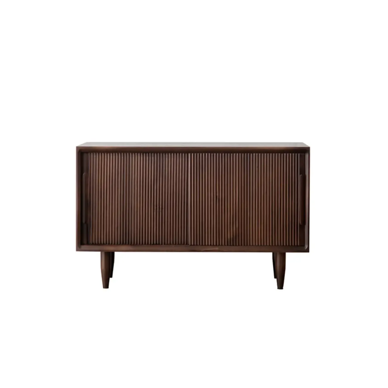 Entryway Walnut Wooden Shoe Bench with Sliding Doors Image - 16