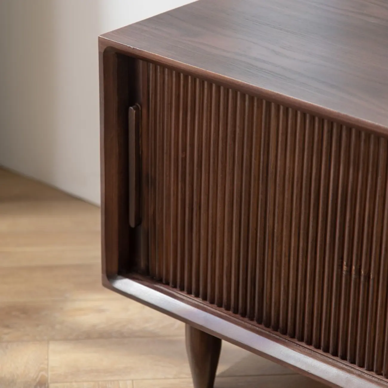 Entryway Walnut Wooden Shoe Bench with Sliding Doors Image - 5 | homeyfad