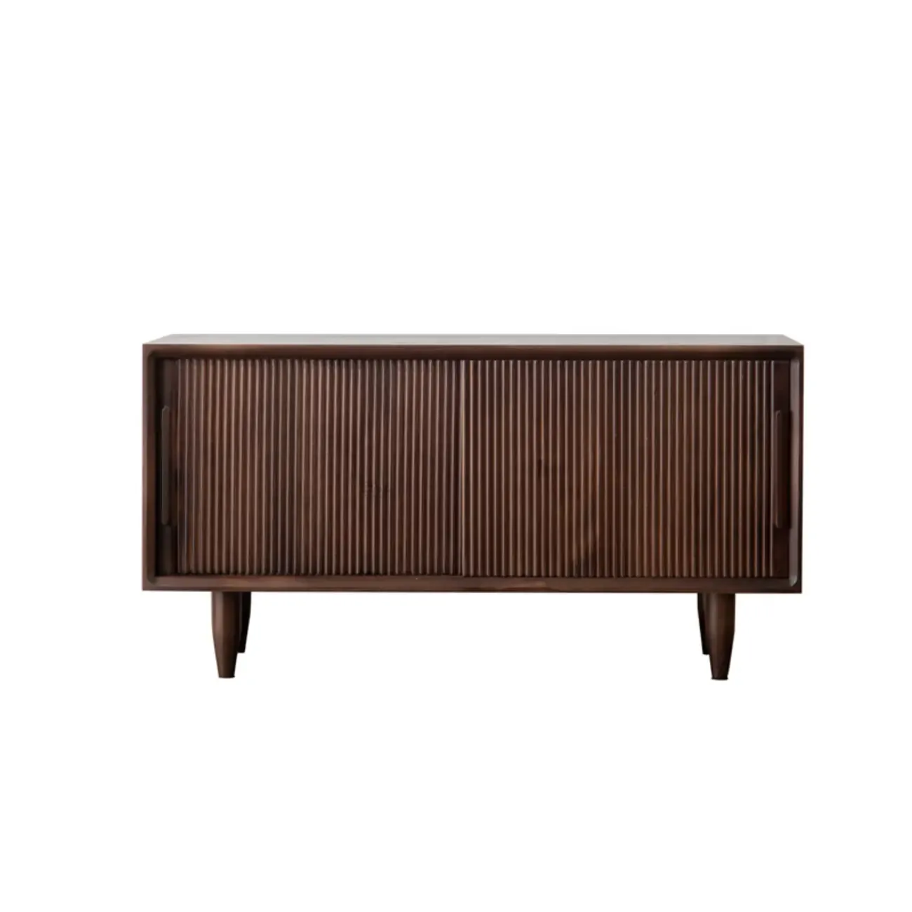 Entryway Walnut Wooden Shoe Bench with Sliding Doors Image - 17