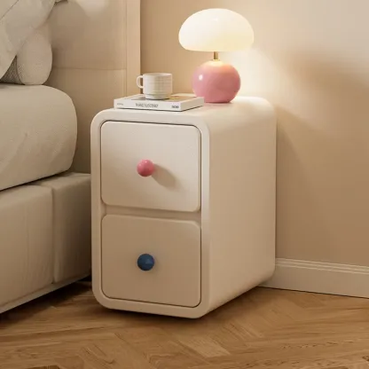 Narrow Rectangular Wood Nightstand with Drawers Image - 4