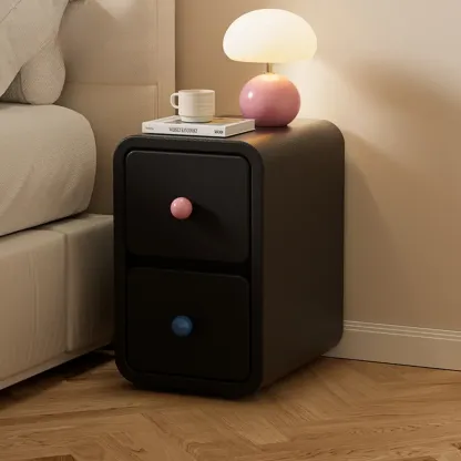 Narrow Rectangular Wood Nightstand with Drawers Image - 5