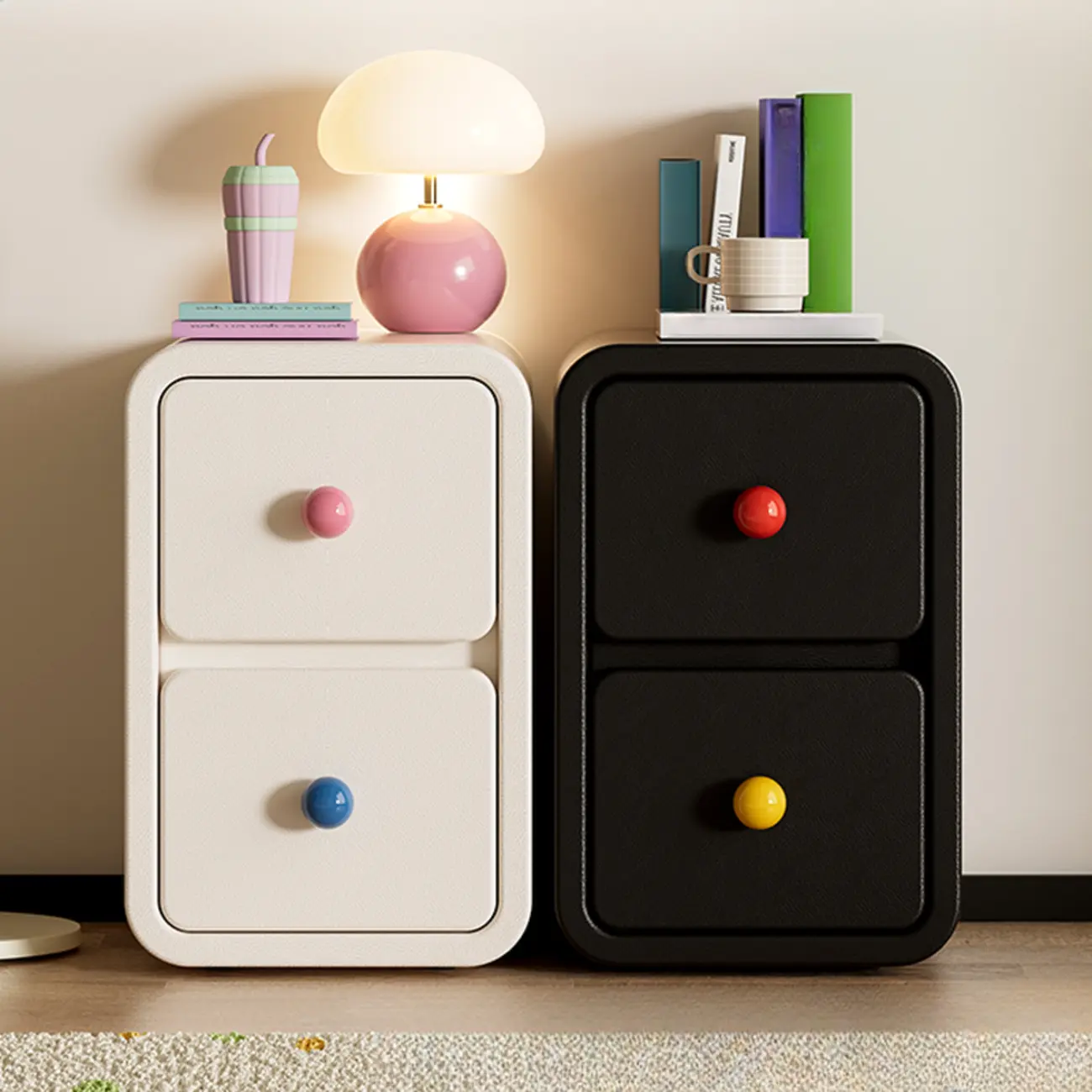 Narrow Rectangular Wood Nightstand with Drawers Image - 3 | homeyfad