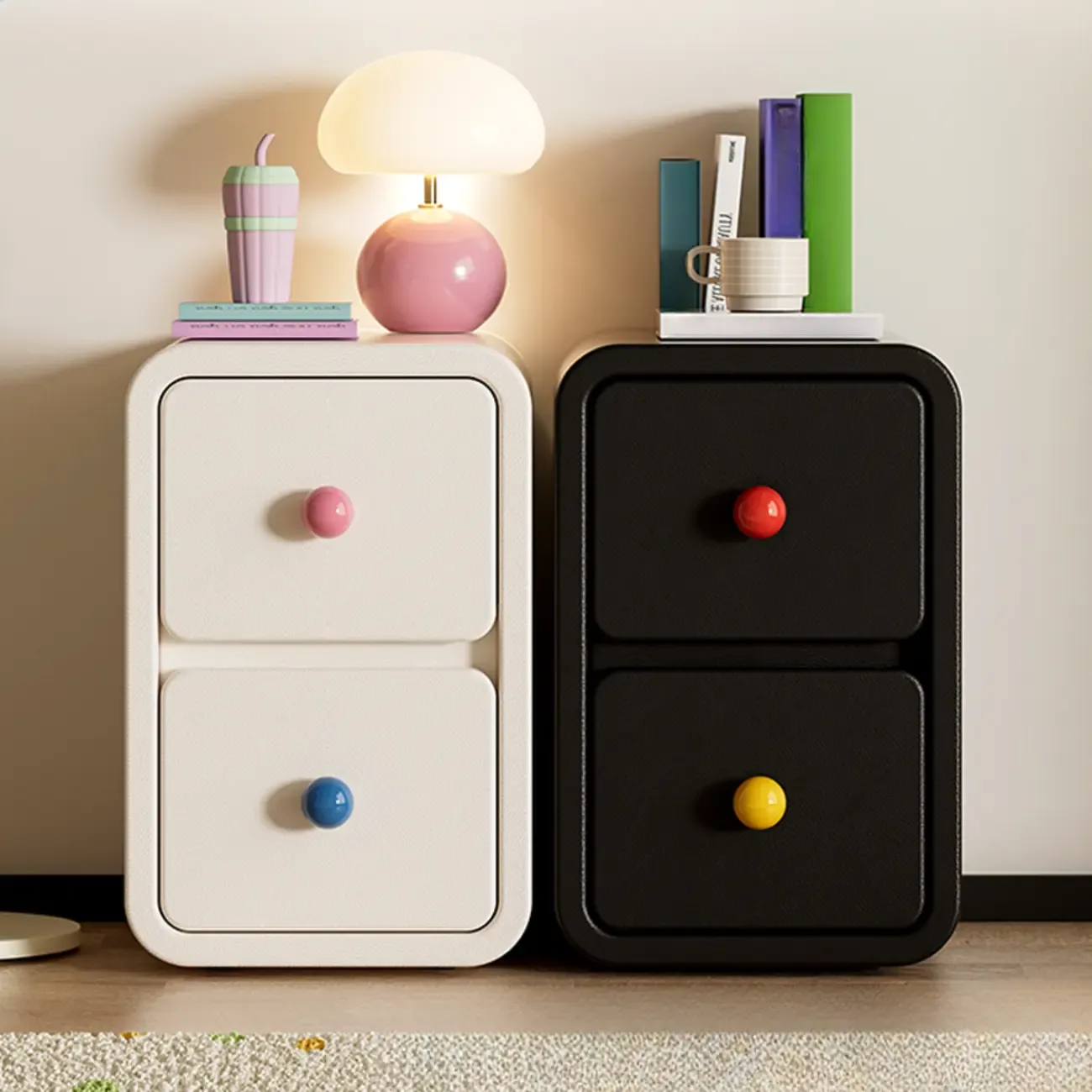 Narrow Rectangular Wood Nightstand with Drawers Image - 3