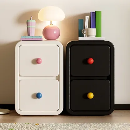 Narrow Rectangular Wood Nightstand with Drawers Image - 3