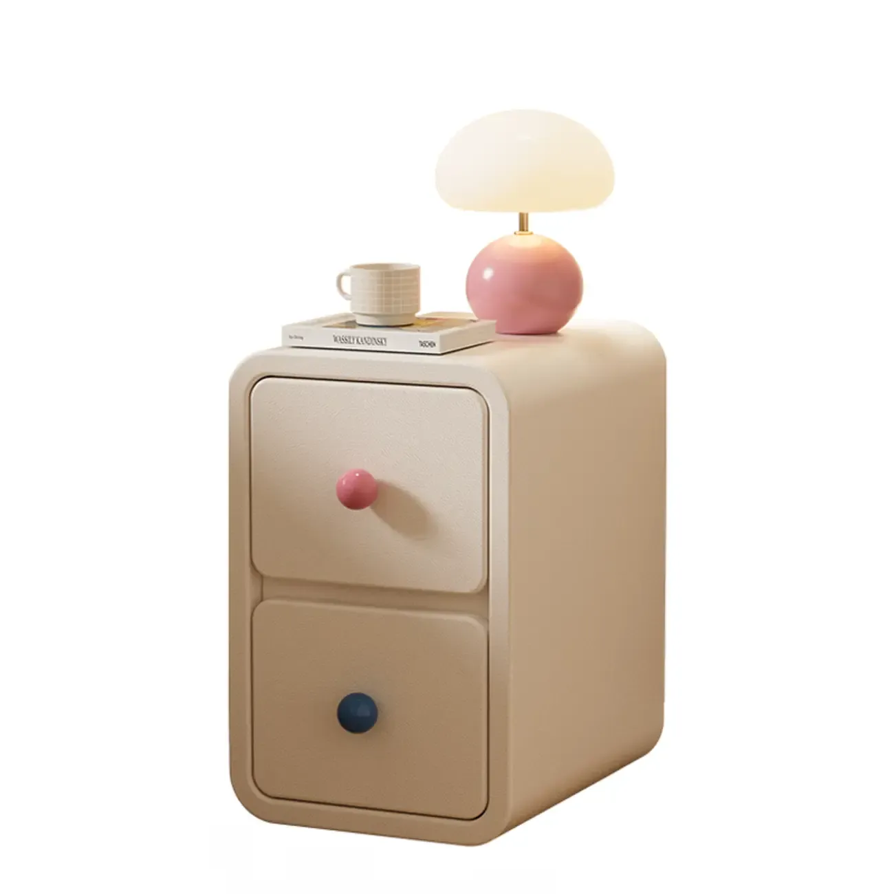 Narrow Rectangular Wood Nightstand with Drawers Image - 9