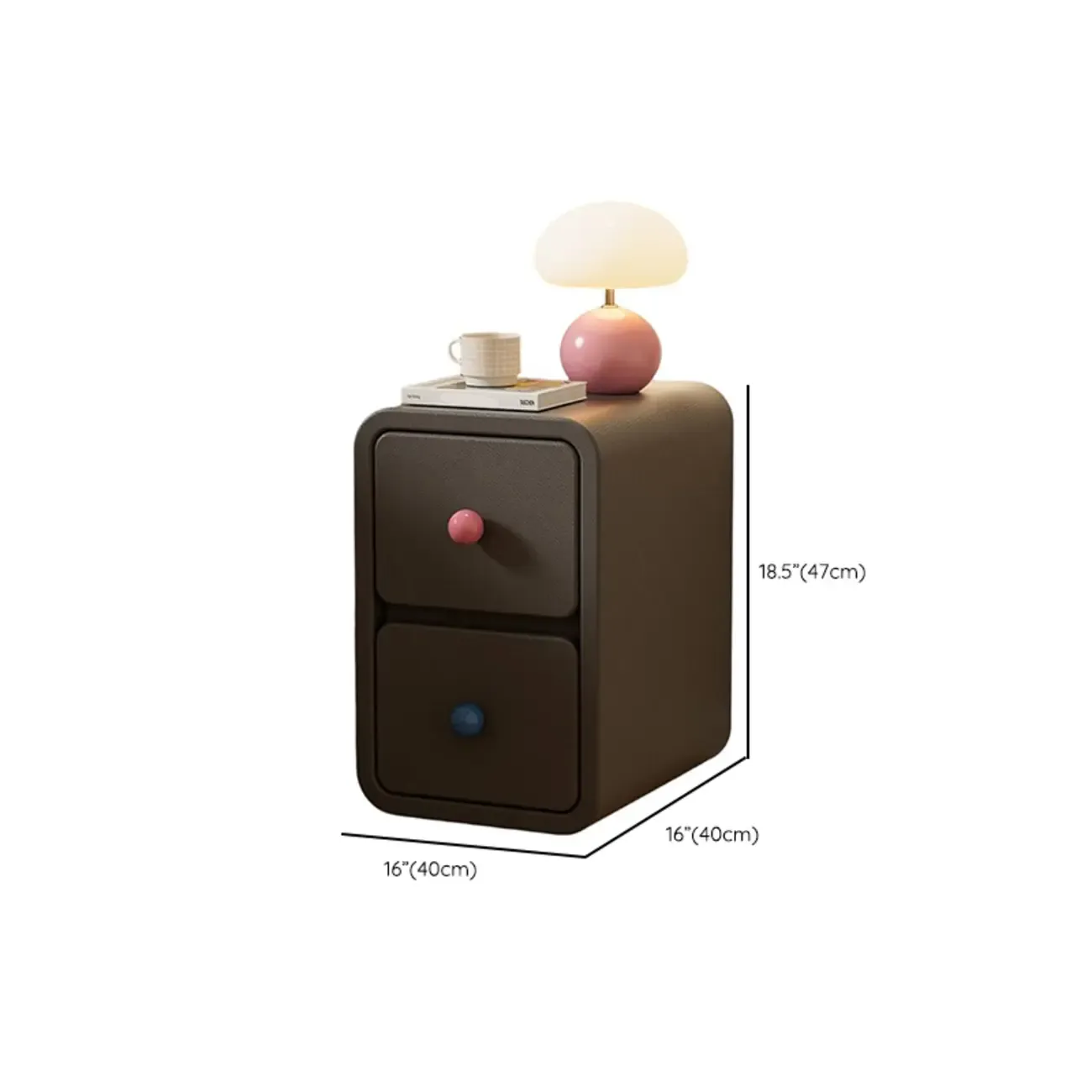 Narrow Rectangular Wood Nightstand with Drawers Image - 25