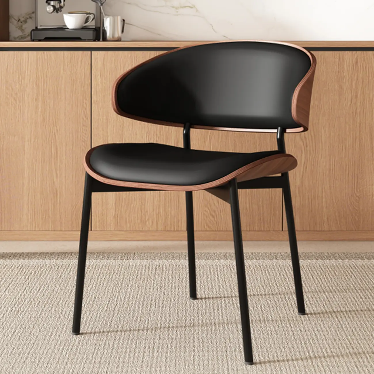 Art Deco Faux Leather Low Back Dining Chair Image - 2 | homeyfad