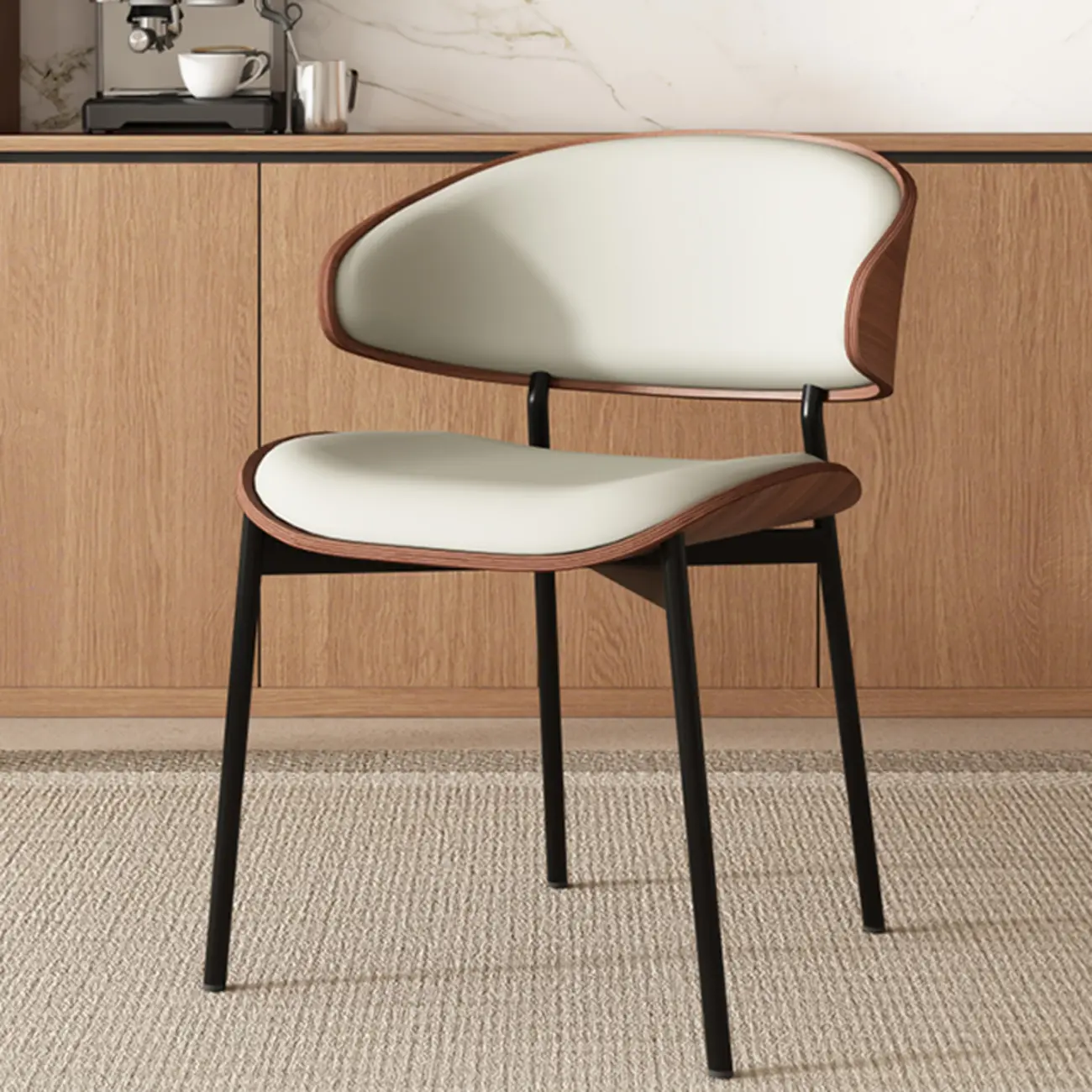 Art Deco Faux Leather Low Back Dining Chair Image - 3 | homeyfad