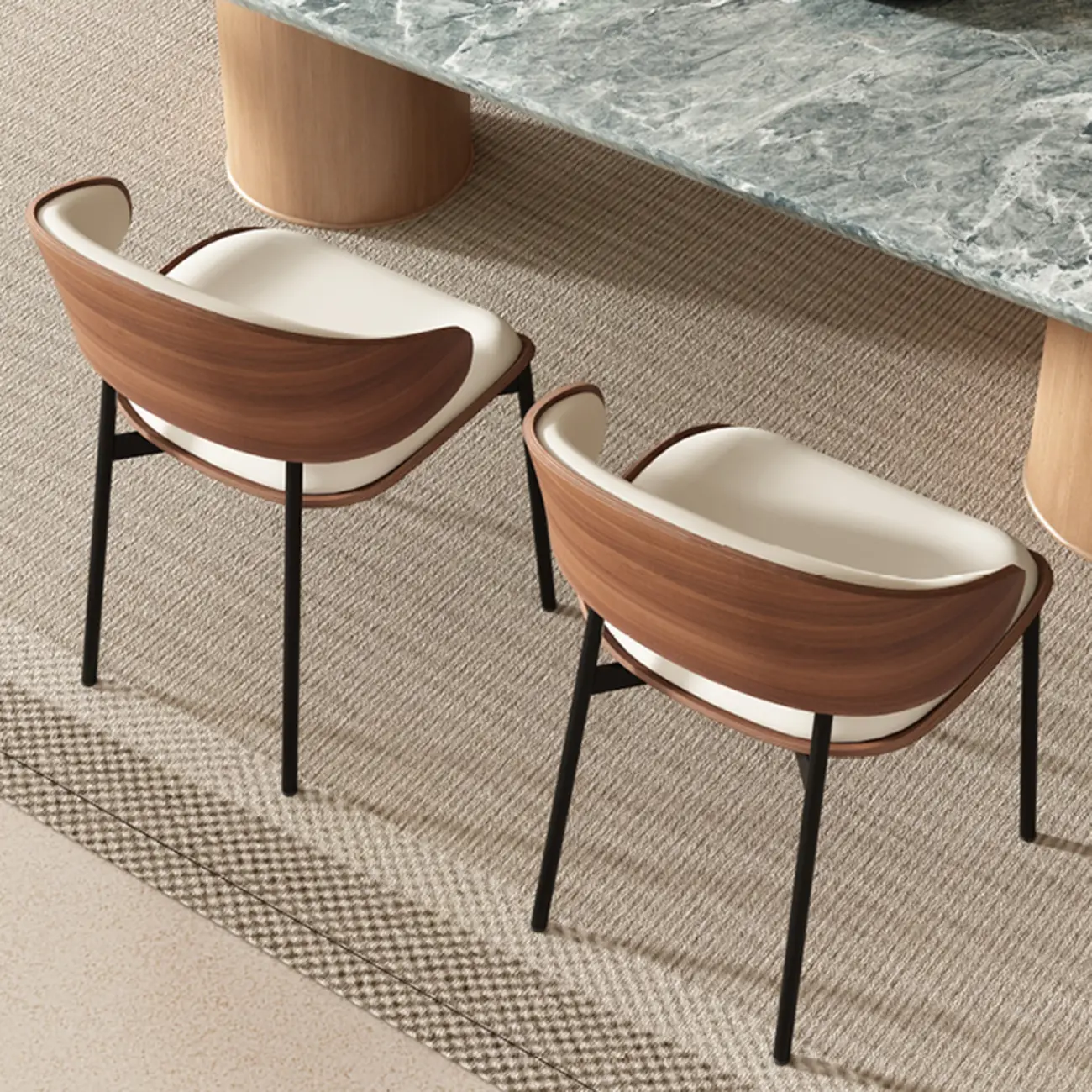 Art Deco Faux Leather Low Back Dining Chair Image - 4 | homeyfad