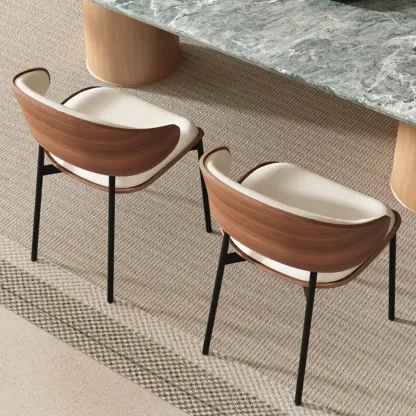 Art Deco Faux Leather Low Back Dining Chair Image - 4