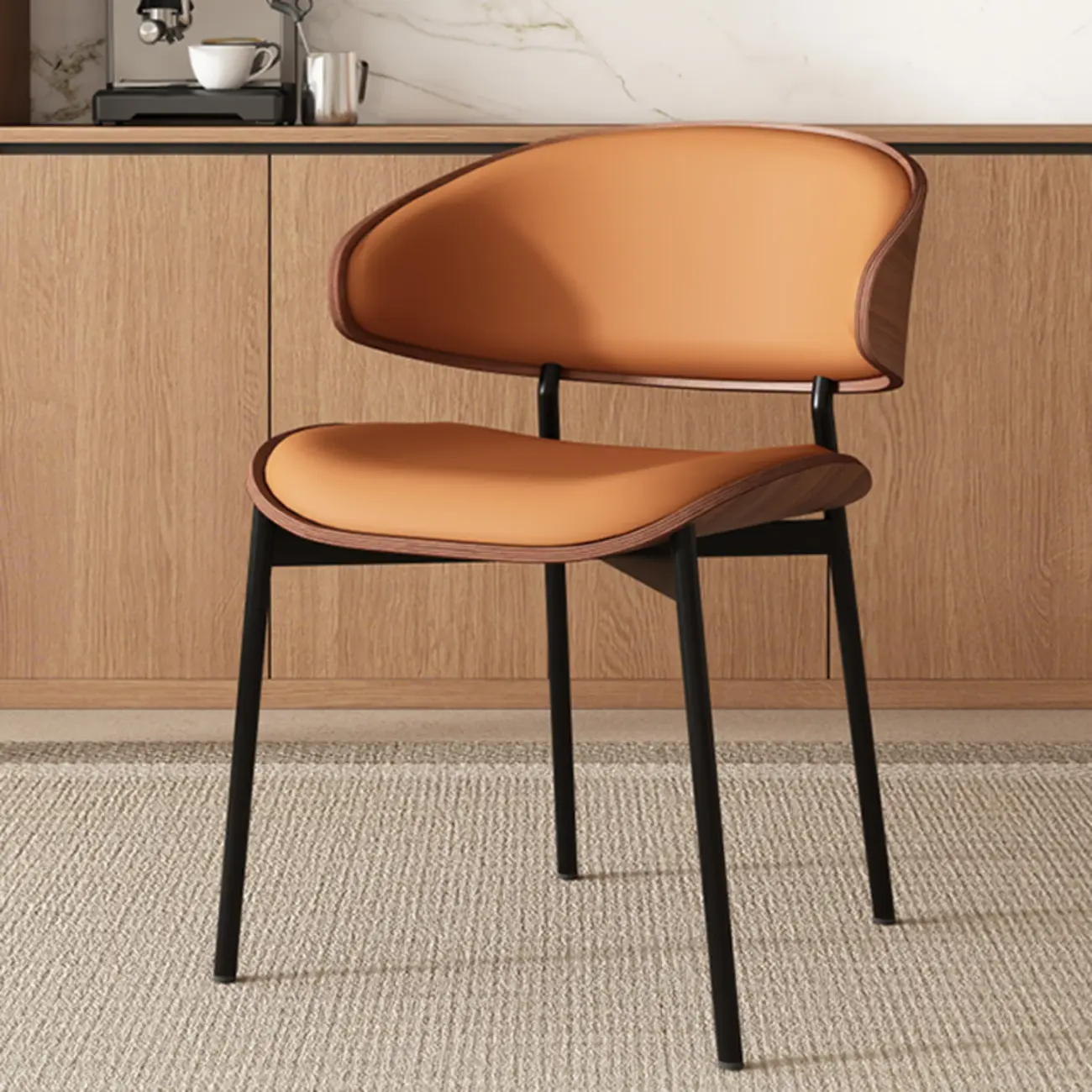 Art Deco Faux Leather Low Back Dining Chair Image - 5 | homeyfad