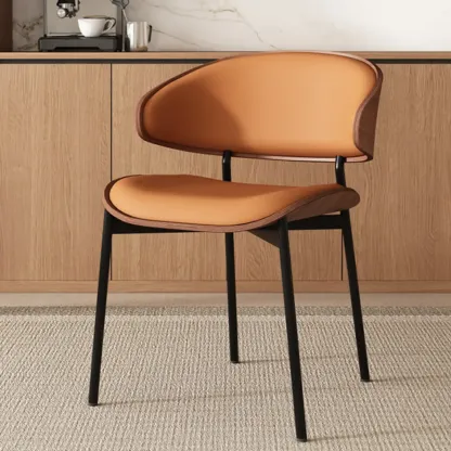 Art Deco Faux Leather Low Back Dining Chair Image - 5