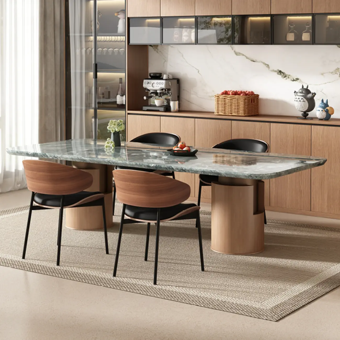 Art Deco Faux Leather Low Back Dining Chair Image - 6 | homeyfad